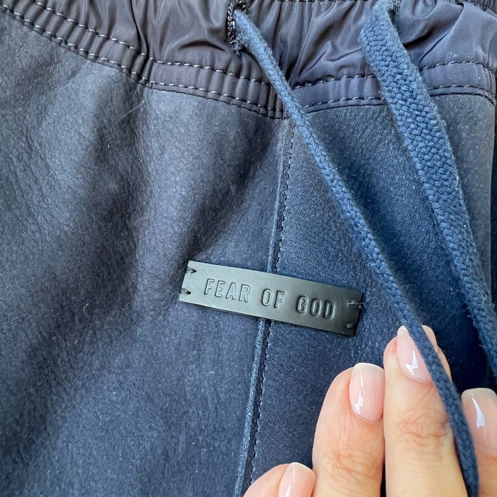 Fear of God Leather Dark Blue/Navy Nubuck Joggers size Small Used - Picture 5 of 15